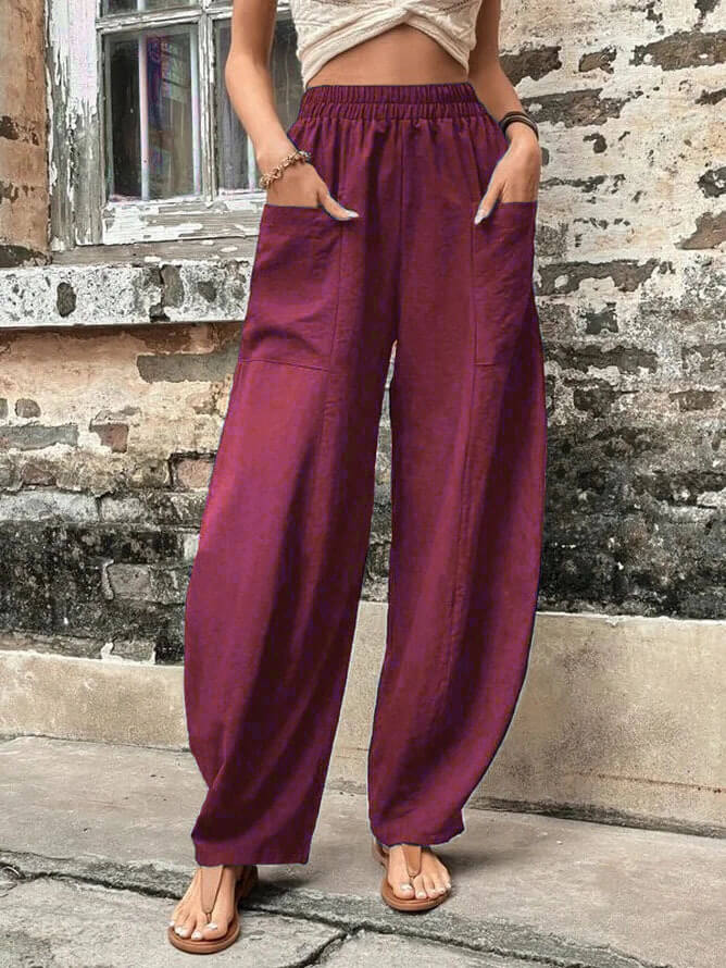 Salomee | Wide Leg Elastic Waist Casual Trousers