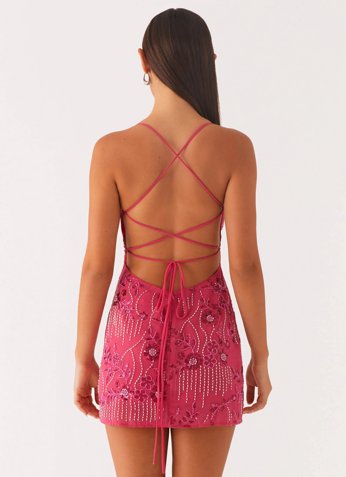 Kylina | Mini Dress Sequin Strappy Open Back