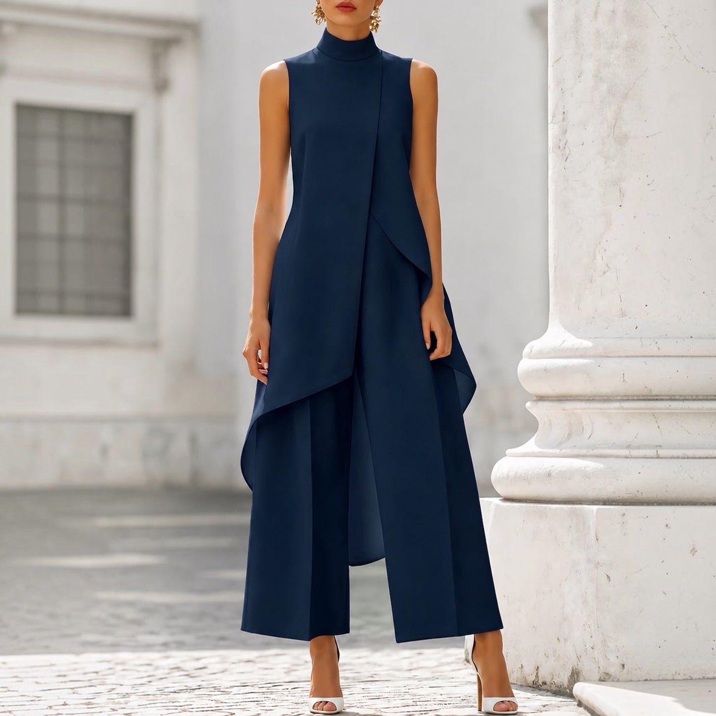 Maryam | Two Piece High Neck Draped Trouser Set