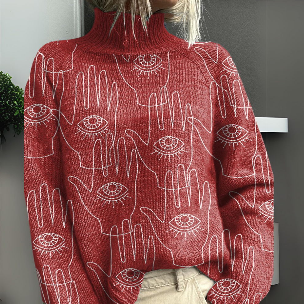 Rasha | High Neck Printed Knitted Jumper