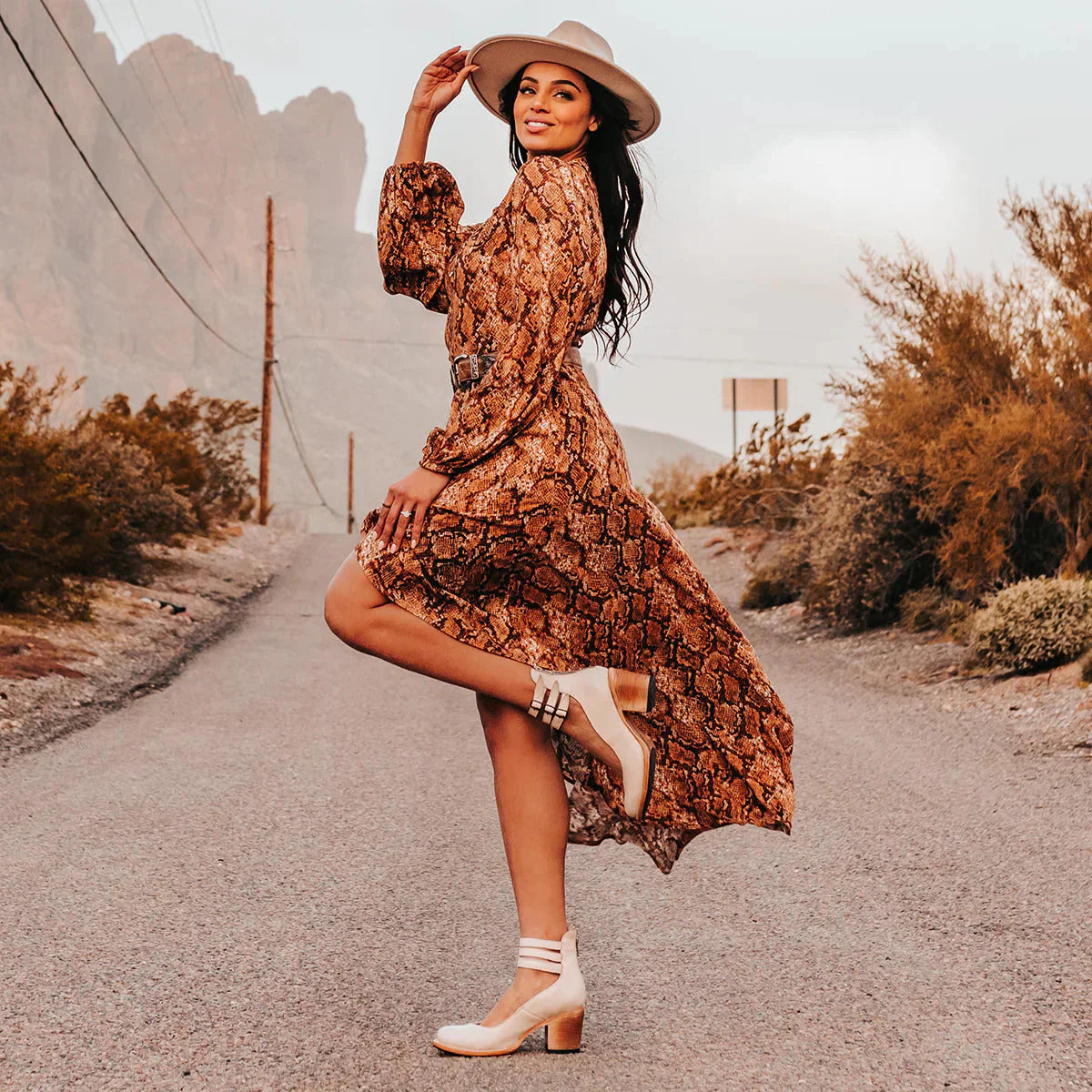 Steffie – Wooden Block Heel Strap Shoes