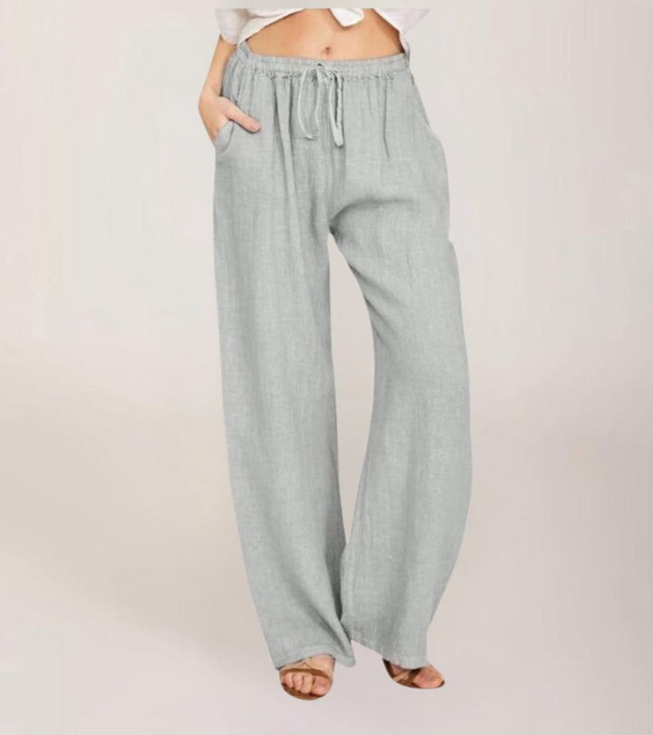 Maialen | Wide Leg Trousers Elastic Waist Drawstring
