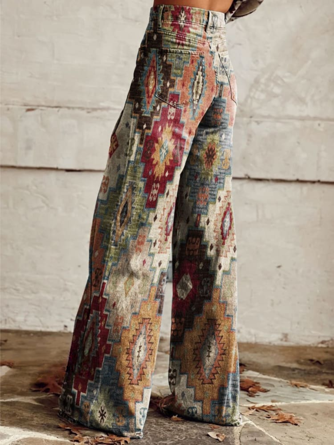 Aldina | Trousers with High Waist Geometric Print