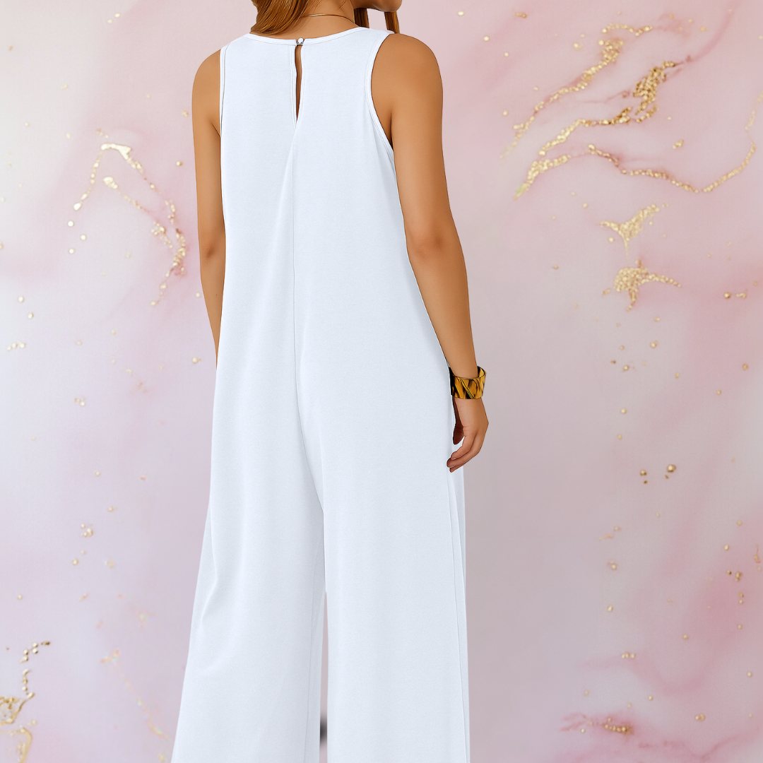Natasa | Wide Leg V-Neck Sleeveless Jumpsuit
