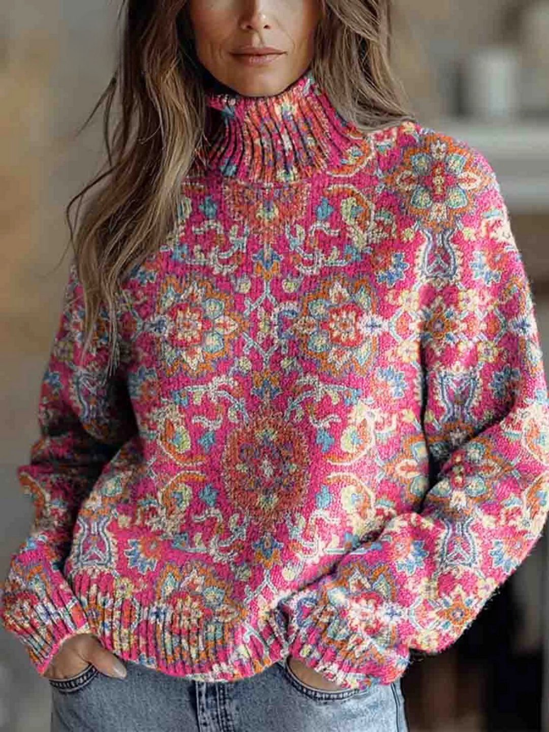 Miraen | High Neck Patterned Jumper