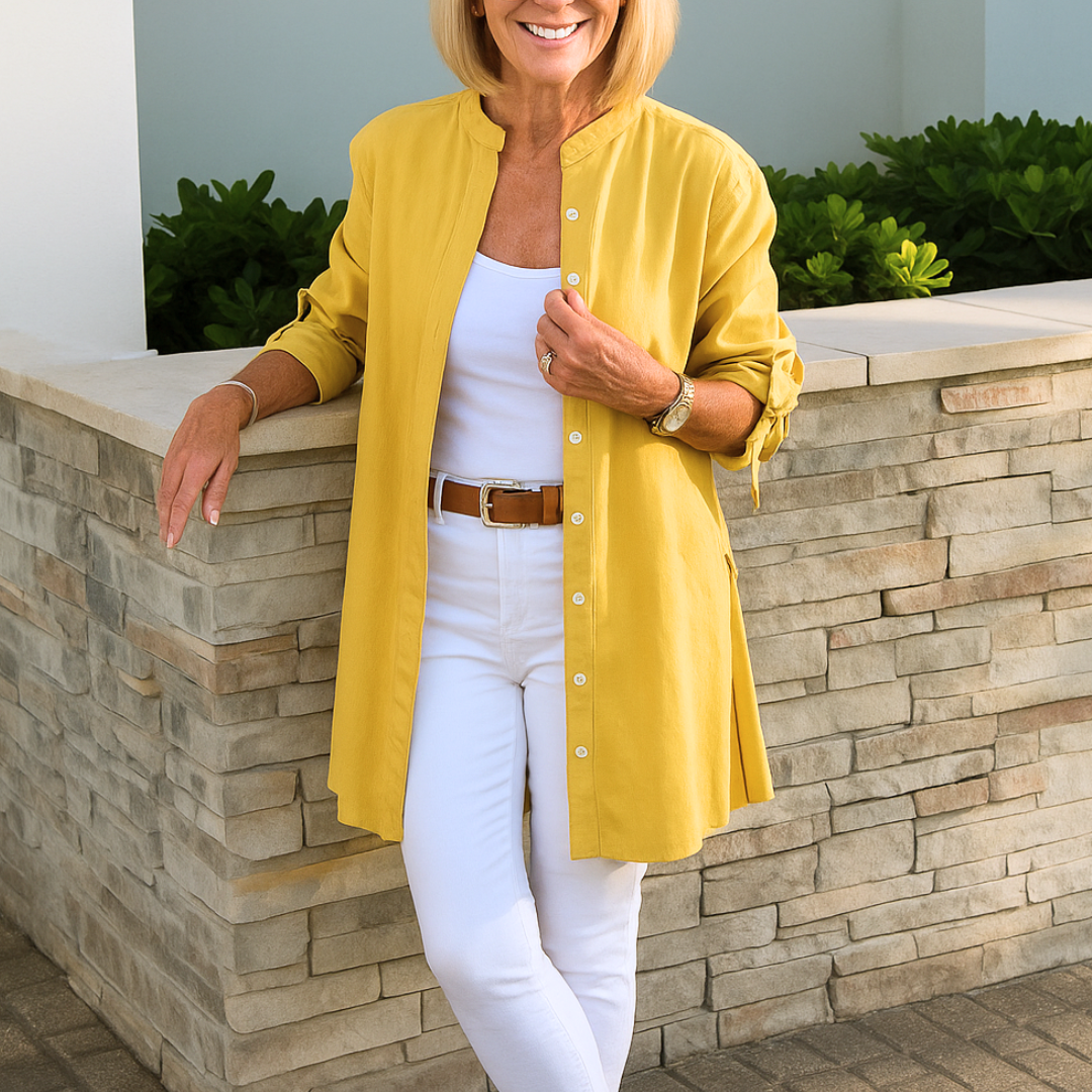Blakely | Long Sleeve Button Front Tunic Shirt