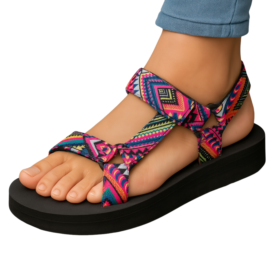 Viviana | Platform Patterned Hook and Loop Sandals