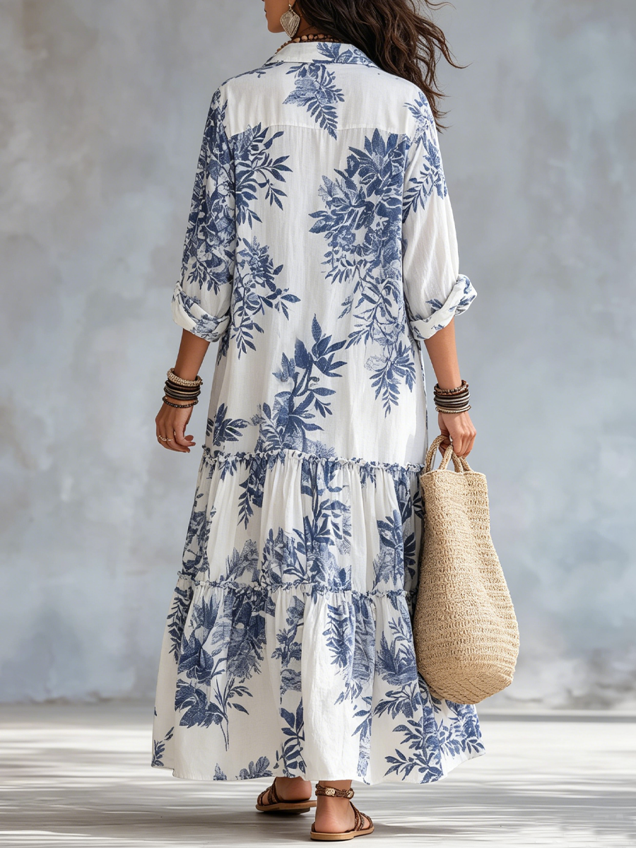 Shiza | Floral Button Front Tiered Maxi Dress