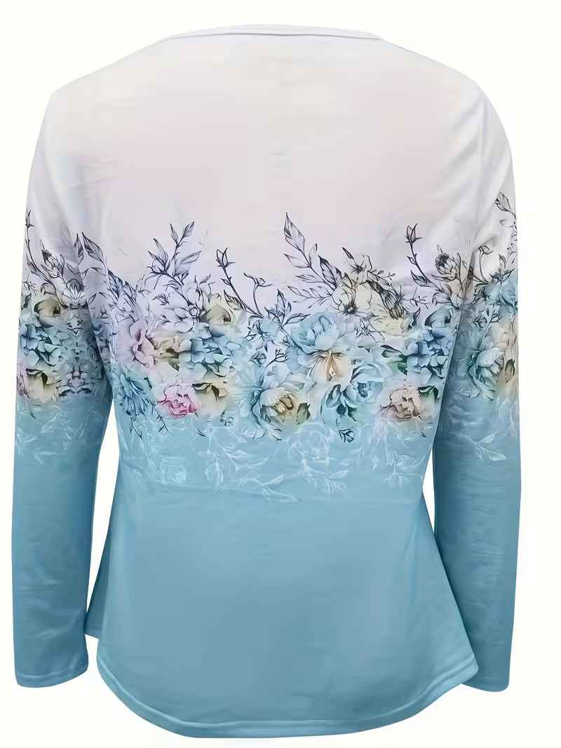 Saskette | Floral Print Top with Zip Neckline