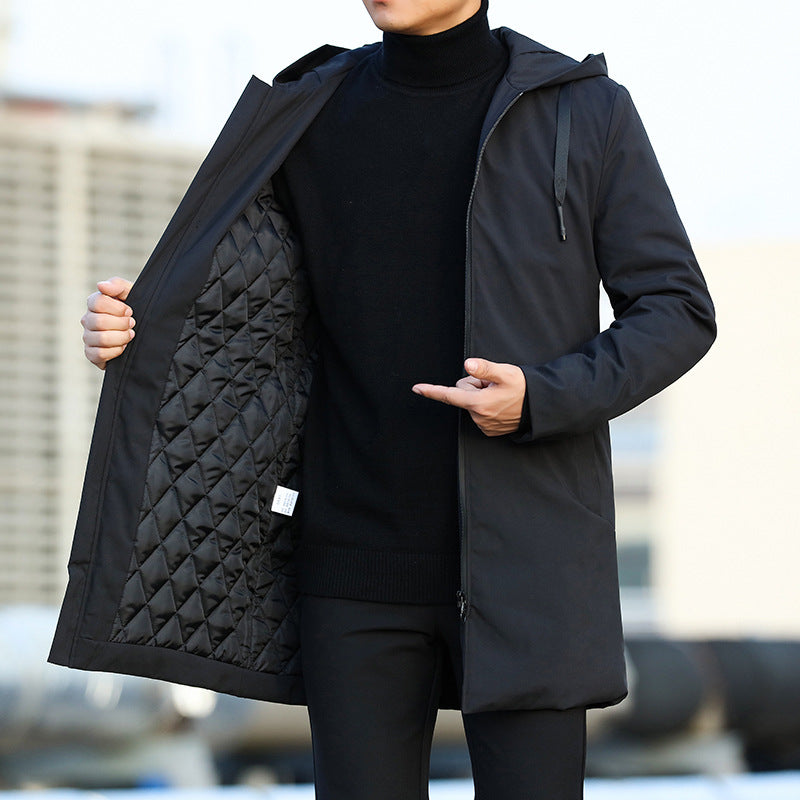 Aljoscha | Hooded Longline Zip Front Coat