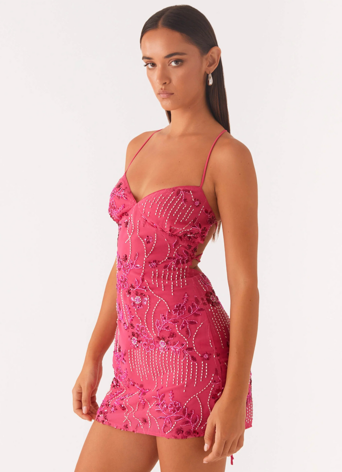 Kylina | Mini Dress Sequin Strappy Open Back