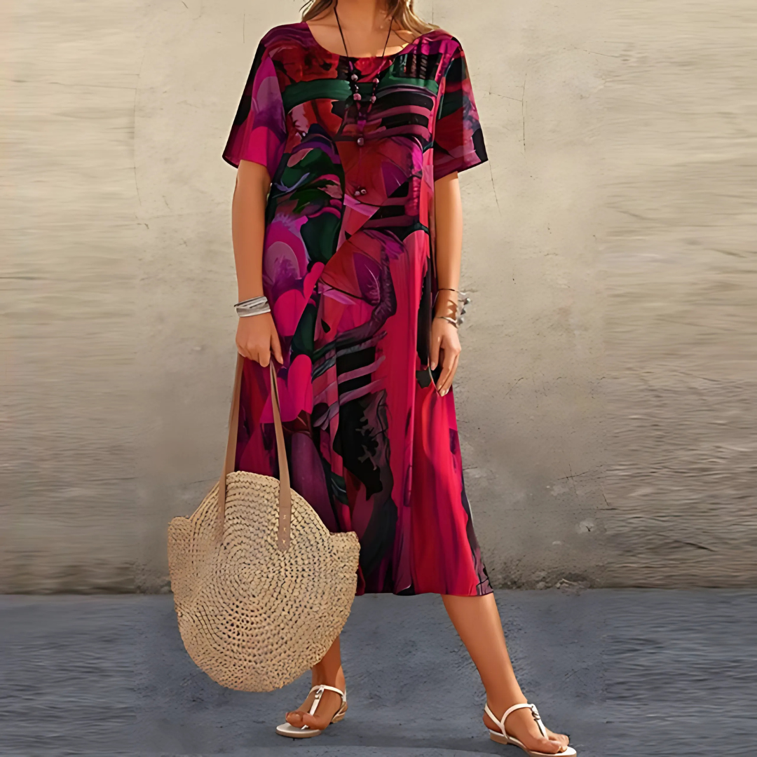 Filomena | Abstract Print Midi Summer Dress