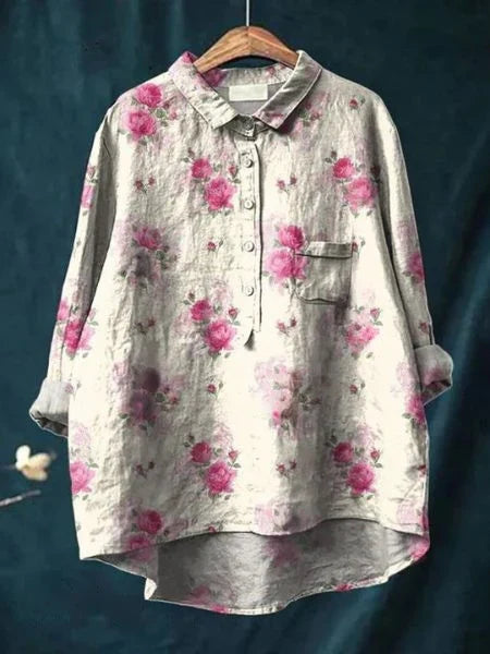 Emery | Painterly Floral Long Sleeve Blouse