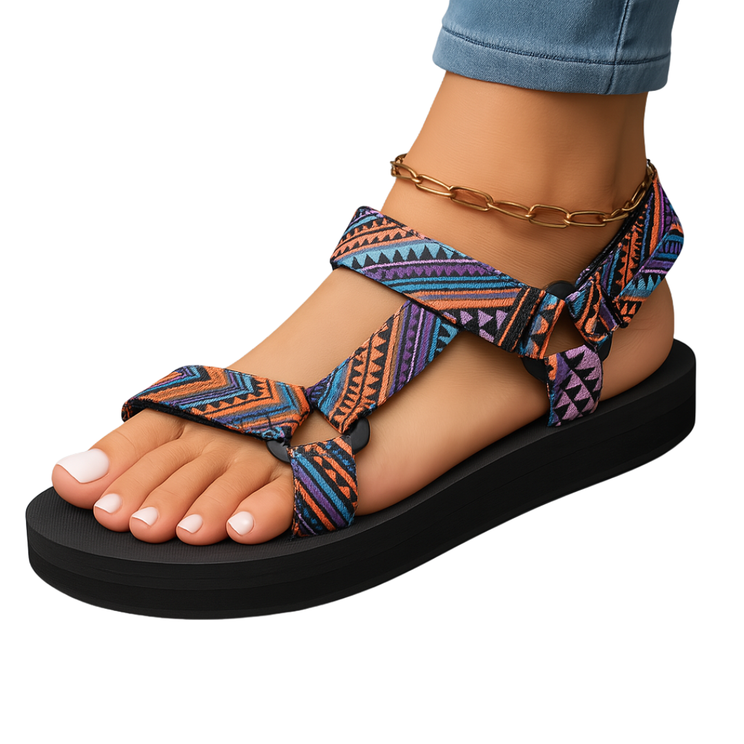 Viviana | Platform Patterned Hook and Loop Sandals