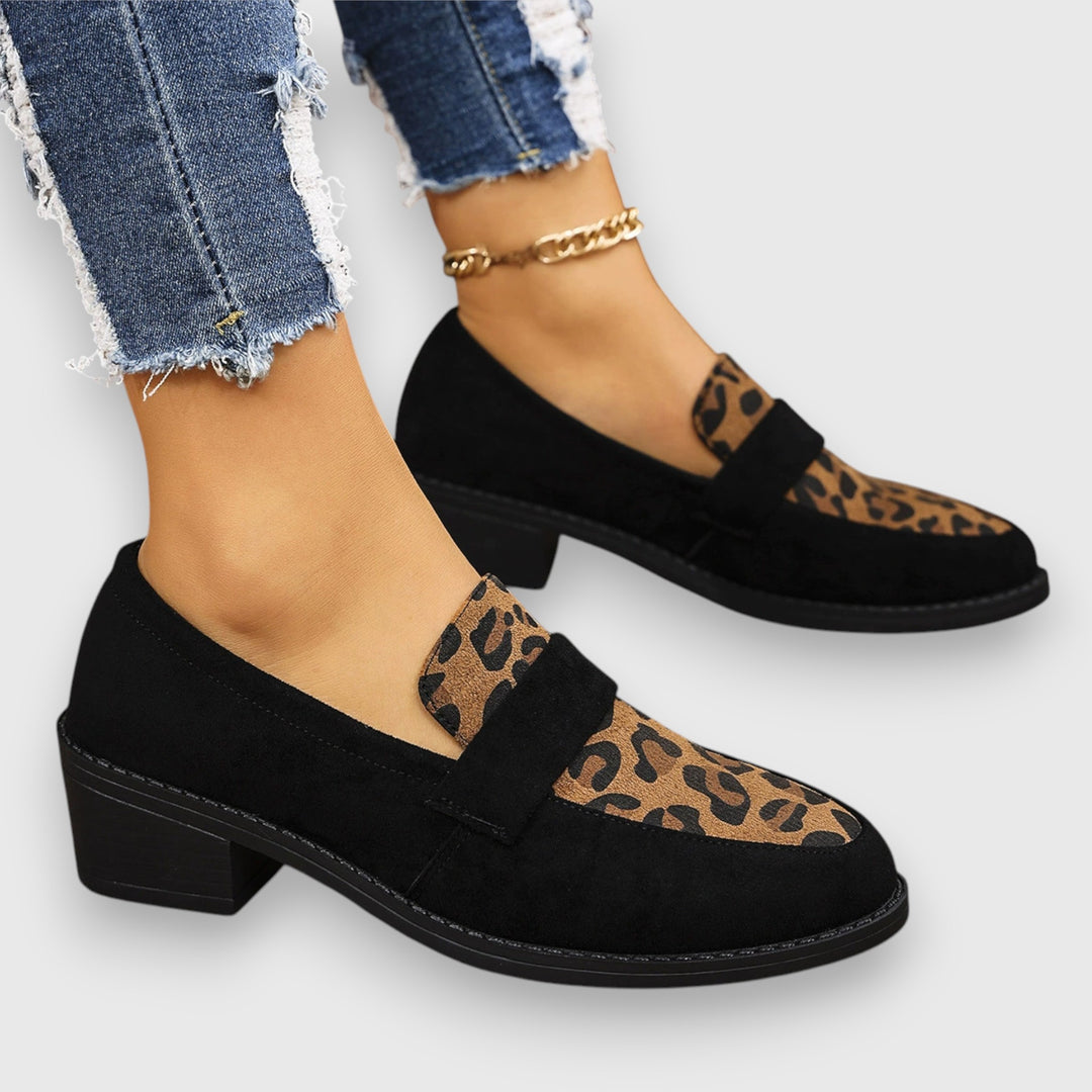 Lucyna | Leopard Print Block Heel Loafers