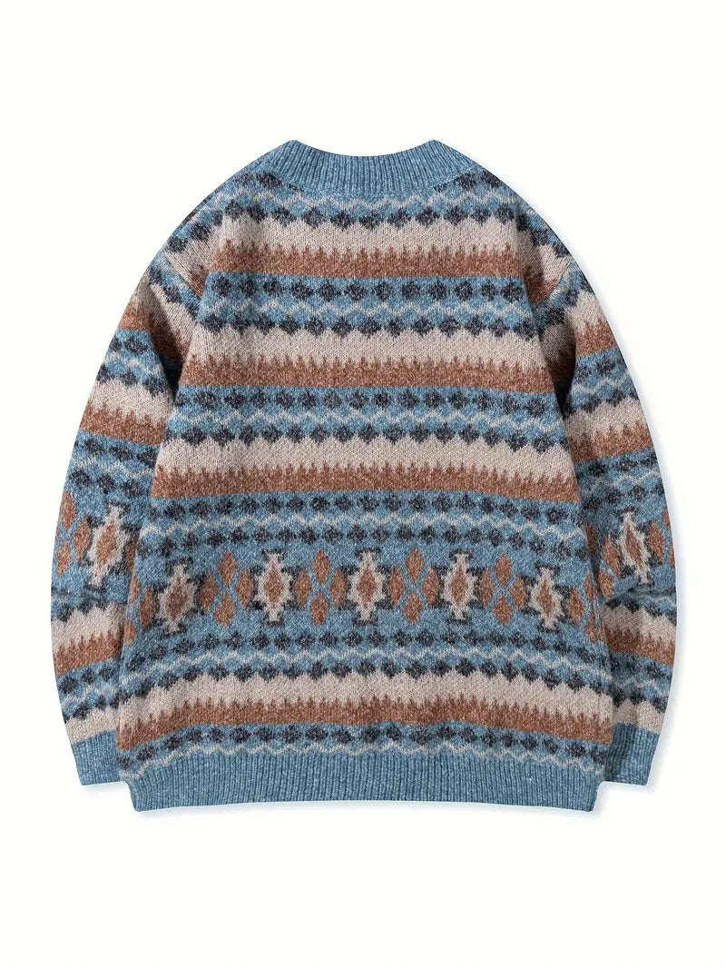 Hartman | Crew Neck Geometric Knitted Sweater
