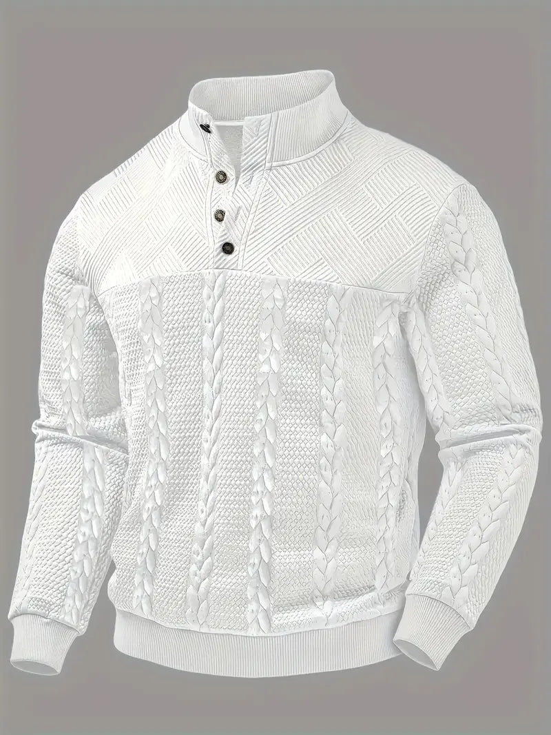 Dawson | Long Sleeve Textured Henley Knit Sweater