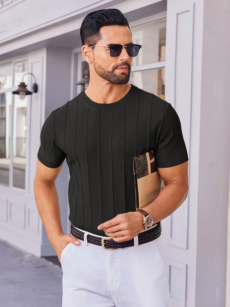 Sang | Knitted Round Neck Textured T-Shirt