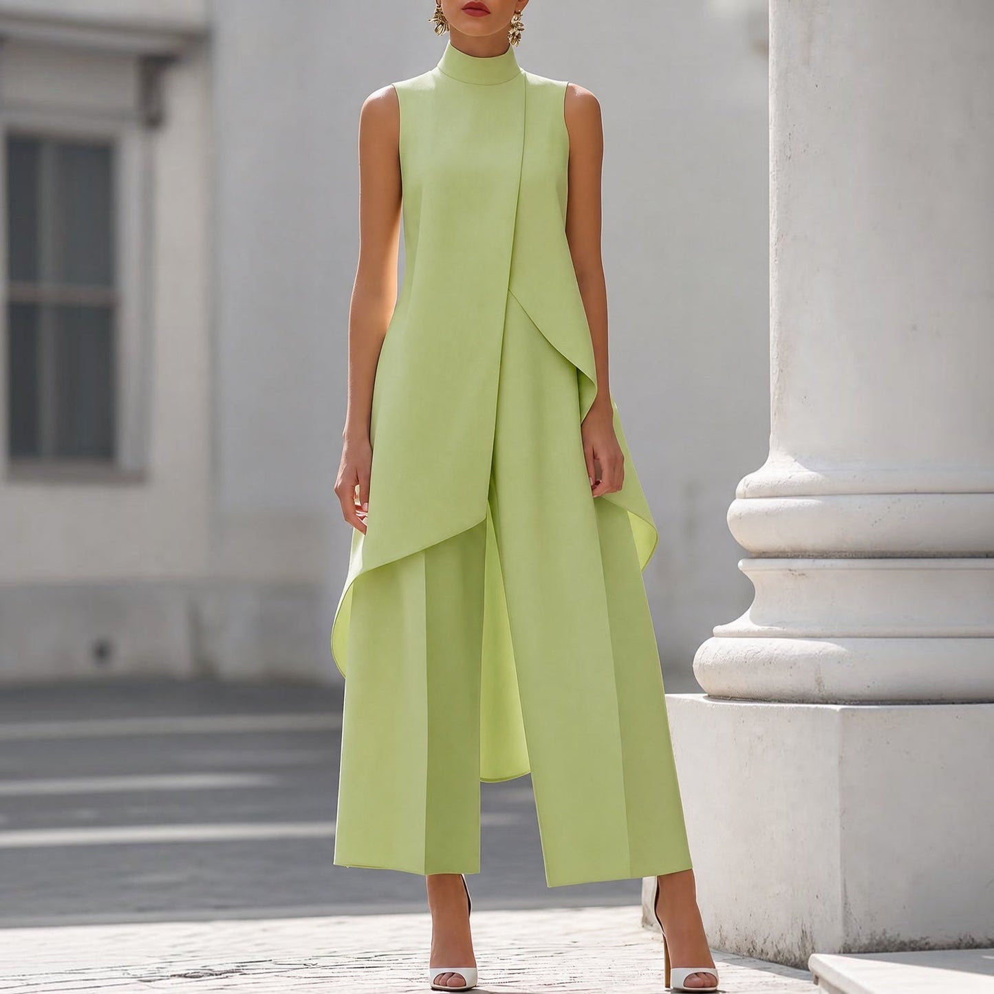 Maryam | Two Piece High Neck Draped Trouser Set