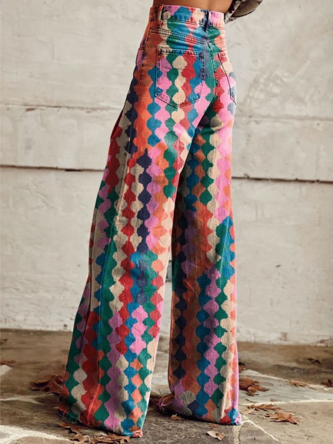 NADINA | Wide Leg Geometric Print Jeans