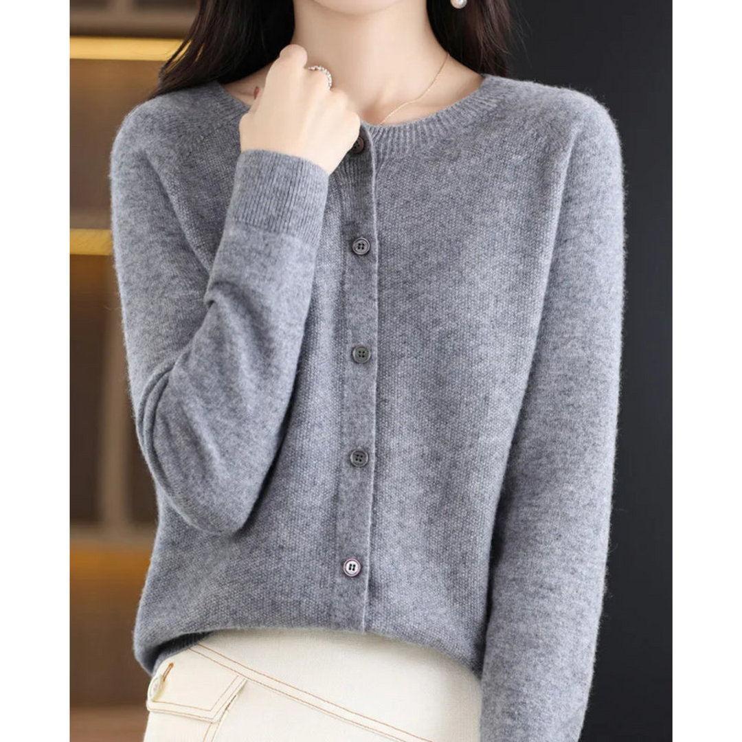 Anne | Cardigan Long Sleeve Crew Neck Button Front