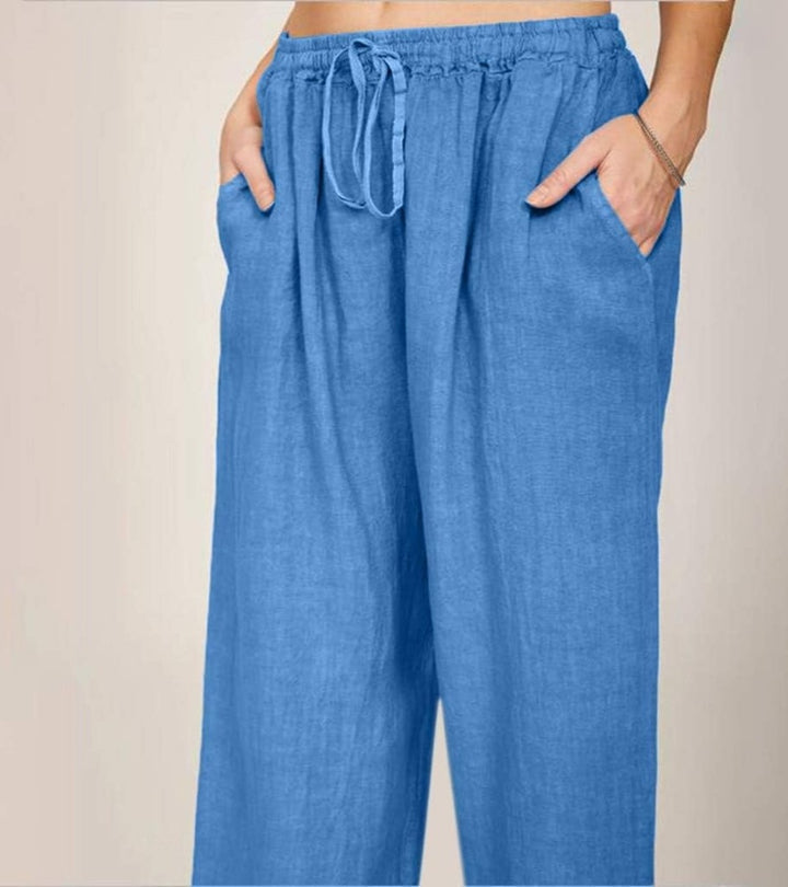 Maialen | Wide Leg Trousers Elastic Waist Drawstring