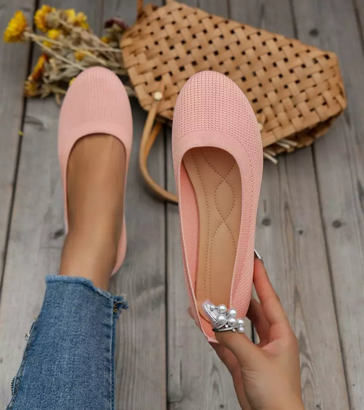 Alfia | Ballet Flats Ribbed Round Toe Slip On