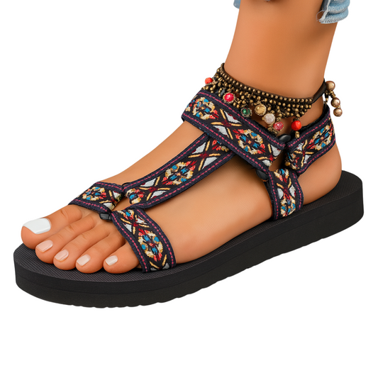 Viviana | Platform Patterned Hook and Loop Sandals