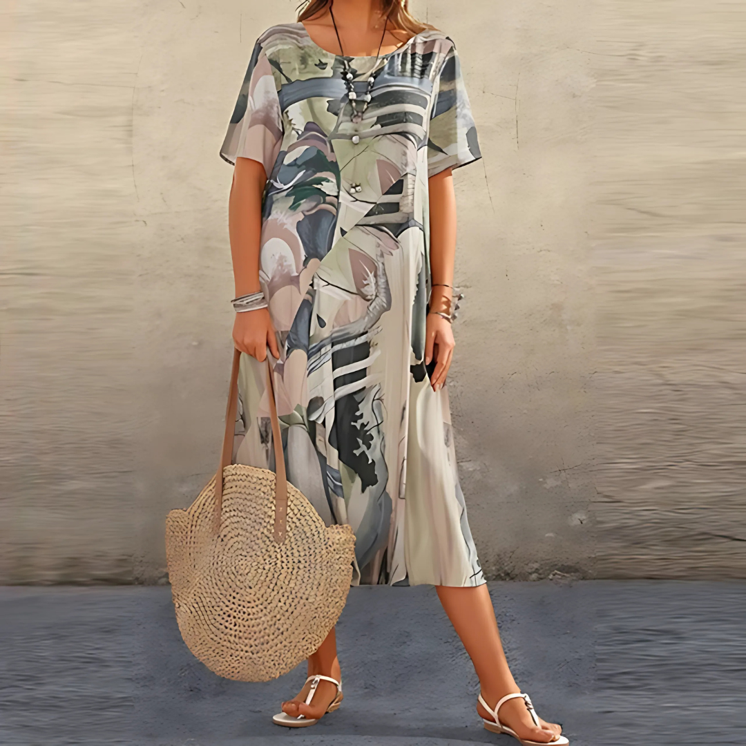 Filomena | Abstract Print Midi Summer Dress