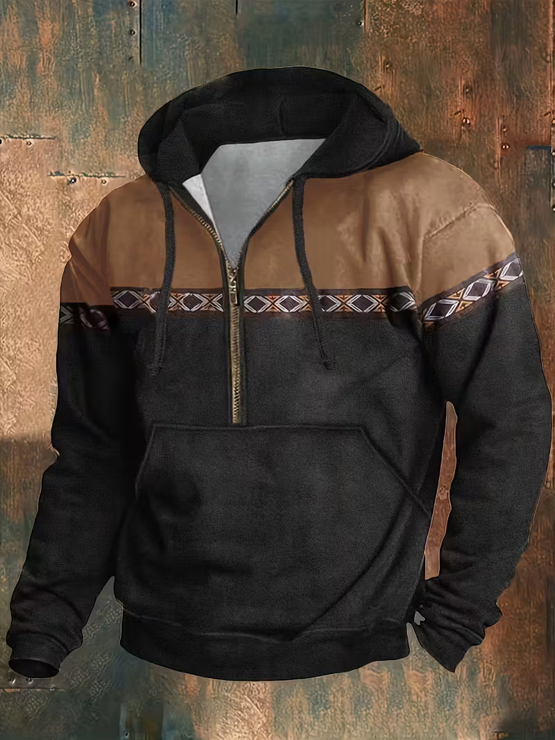 Hakan | Hooded Long Sleeve Half Zip Sweatshirt