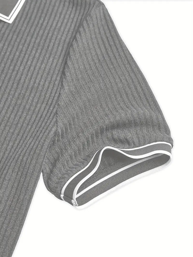 Orestis - Ribbed Short Sleeve Contrast Polo Shirt
