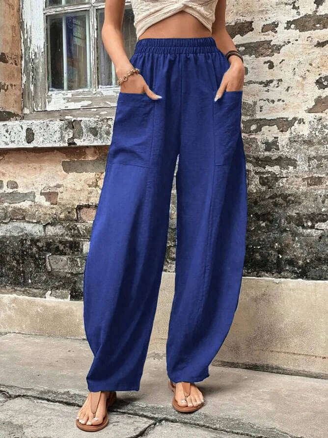 Salomee | Wide Leg Elastic Waist Casual Trousers