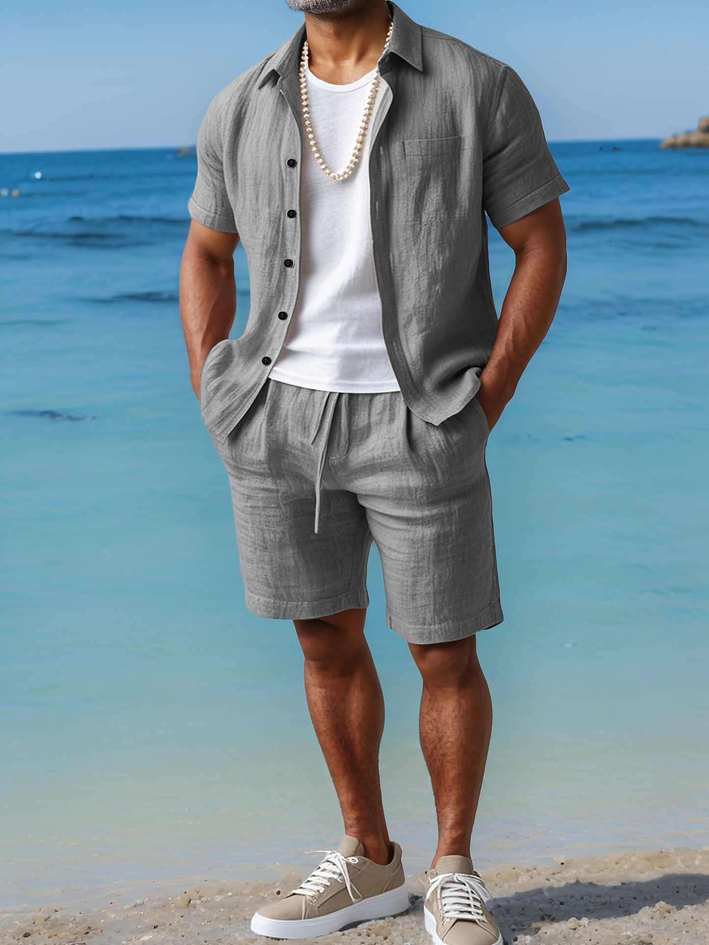 Fillon | Short Sleeve Button-Up Shirt and Shorts Set