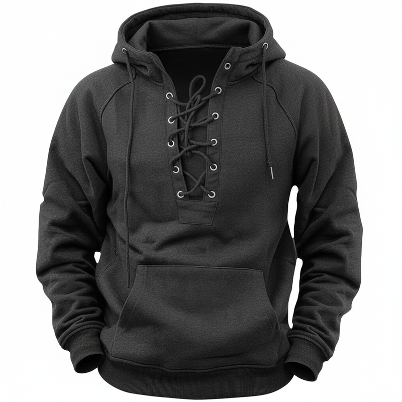 Hovav | Sweatshirt with Lace-Up Hood and Kangaroo Pocket