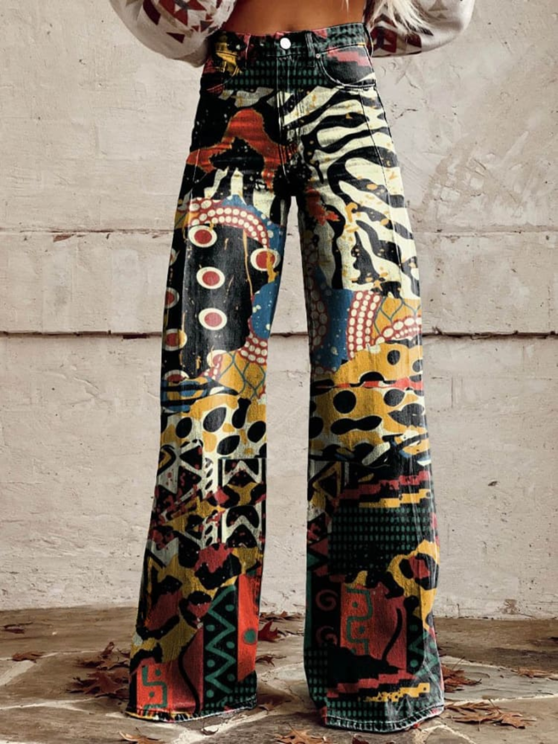 TARSILLA | Wide-Leg Trousers with Abstract Art Print