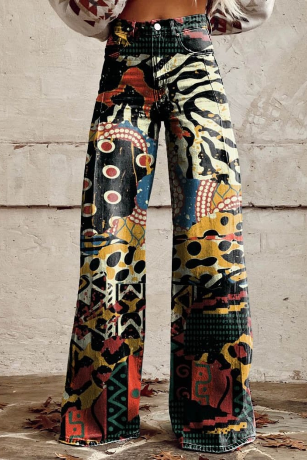 Mailin | Wide Leg Floral Denim Jeans