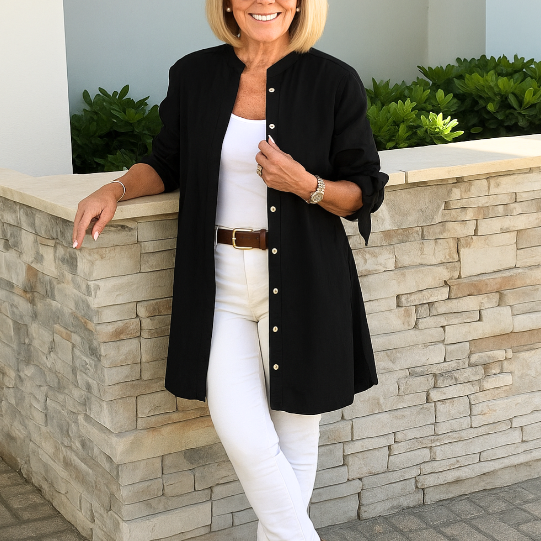 Blakely | Long Sleeve Button Front Tunic Shirt