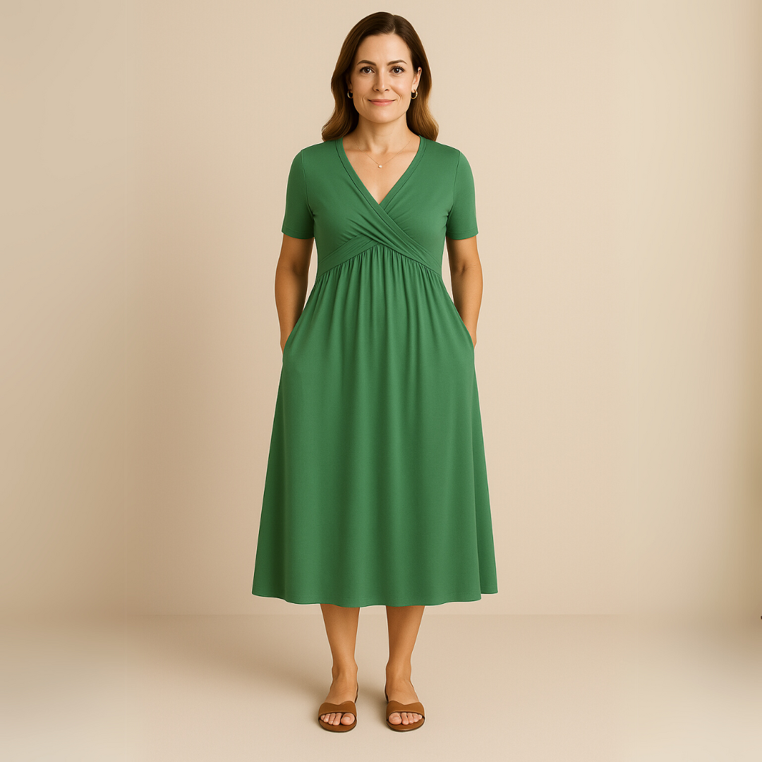 Bridgett | Dress Short Sleeve Wrap Front Midi