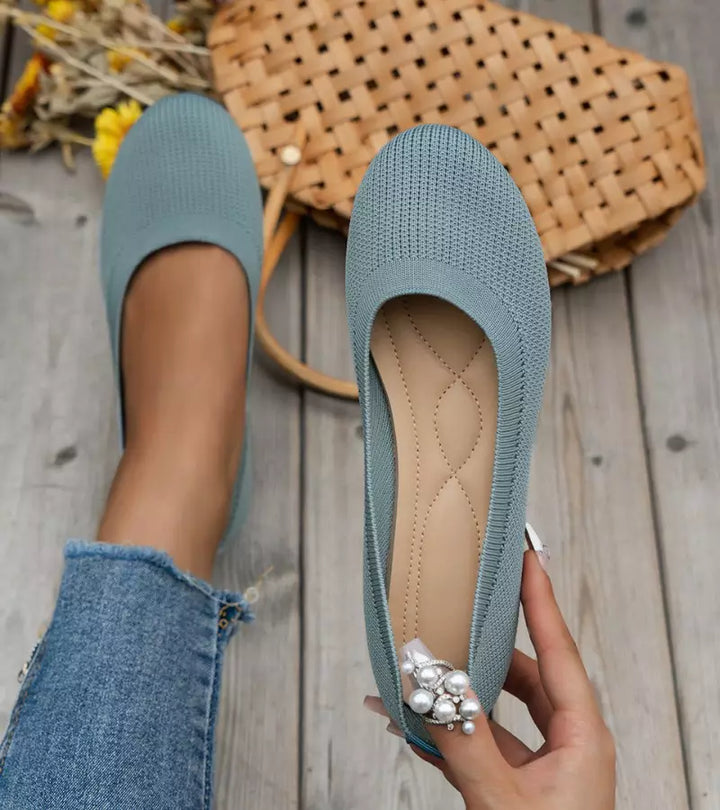 Alfia | Ballet Flats Ribbed Round Toe Slip On
