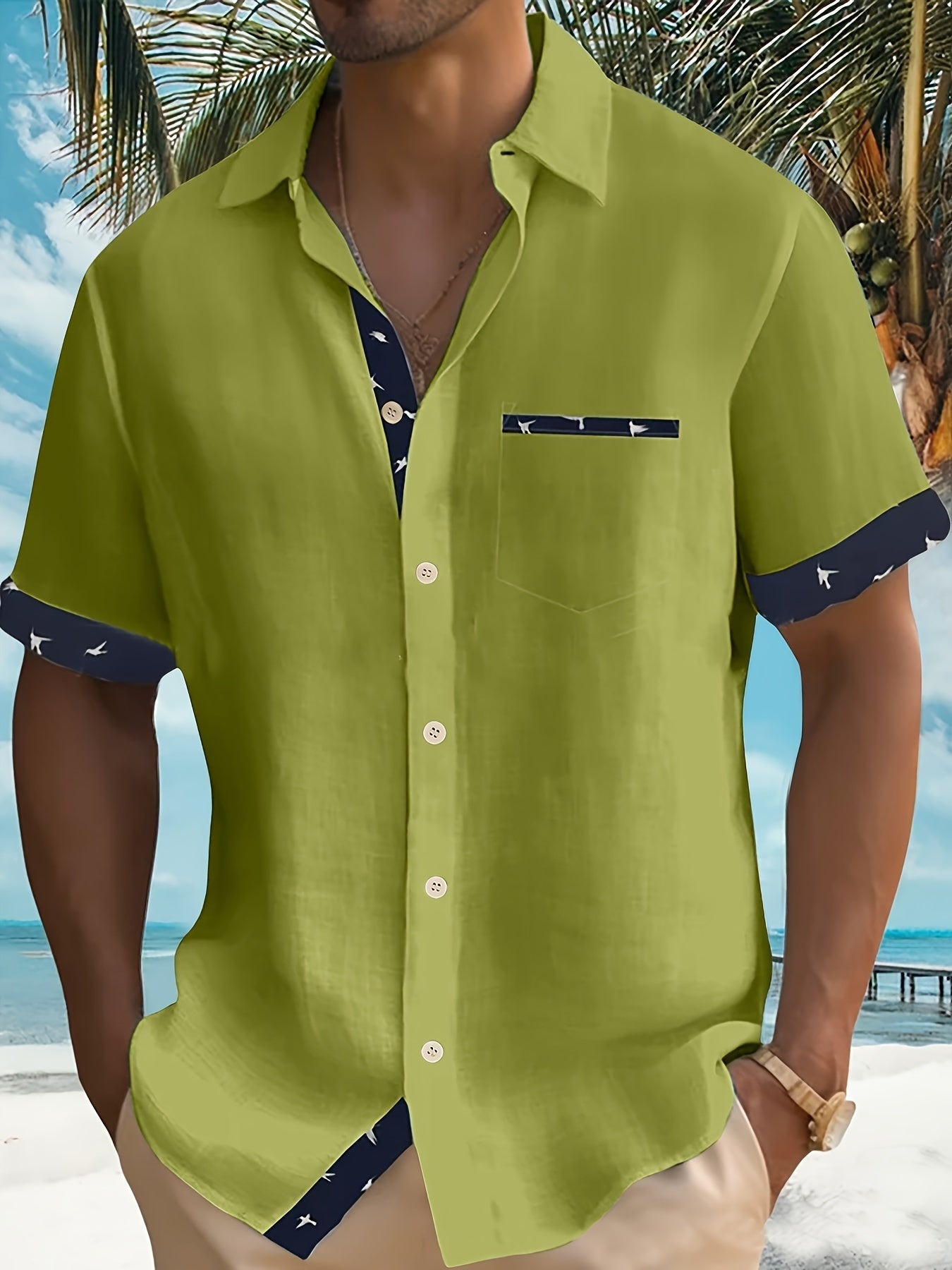 Julio - Short Sleeve Contrast Trim Button Shirt