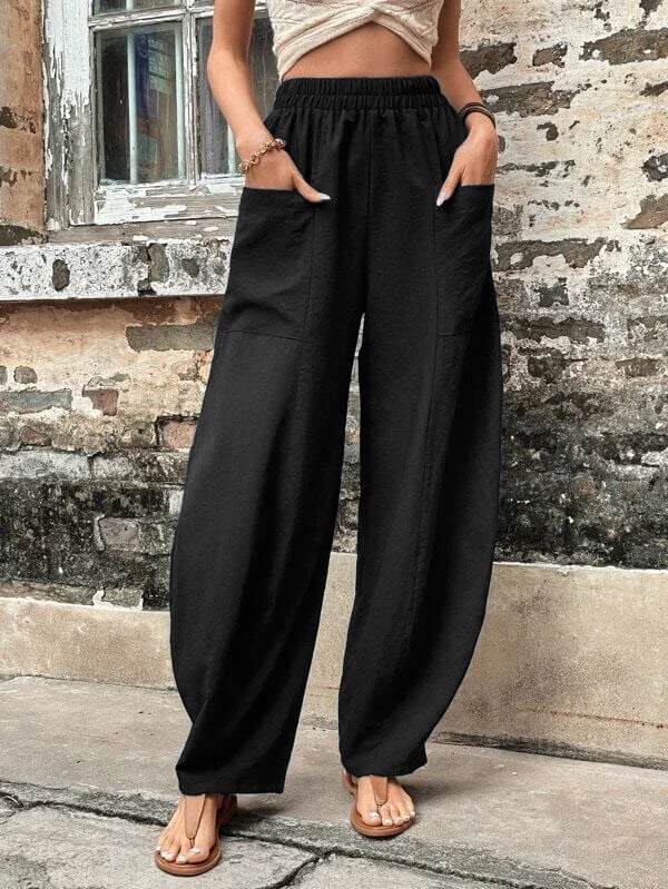 Salomee | Wide Leg Elastic Waist Casual Trousers