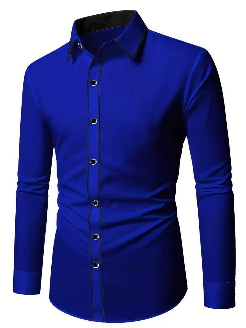 Daven | Long Sleeve Contrast Trim Button Shirt