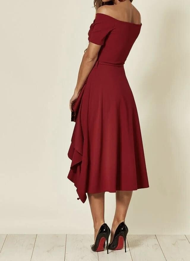 Valerie | Dress Off Shoulder Ruffle Wrap Hem
