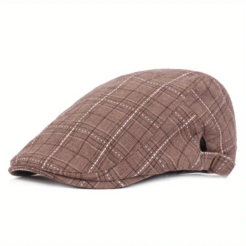 Checklyn | Checked Flat Cap Casual Newsboy Hat