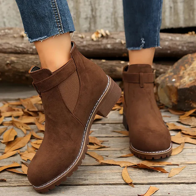 Veloella | Ankle Boots with Buckle Strap and Elastic