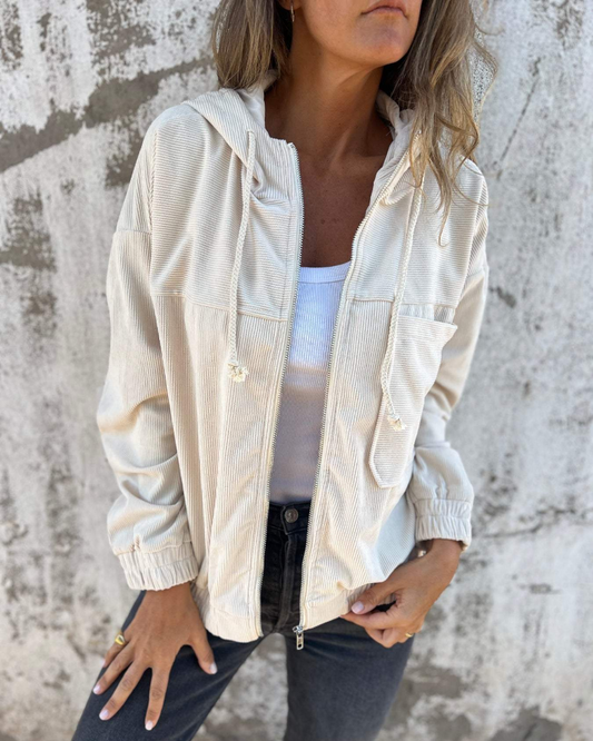Adiana | Hooded Corduroy Zip Jacket With Pocket