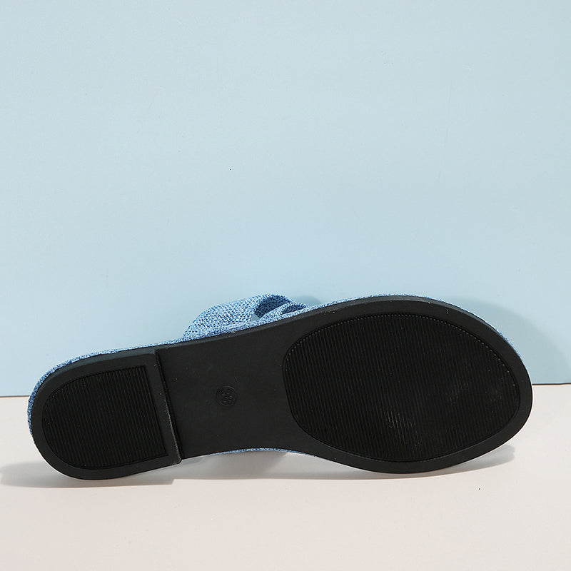 Warona | Blue Cross Strap Flat Sandals