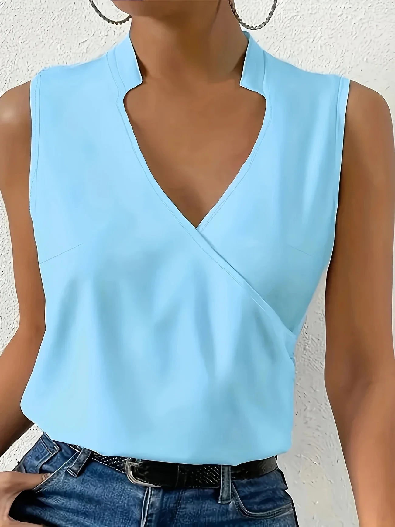 Cebulska | Sleeveless Wrap V-Neck Blouse Top