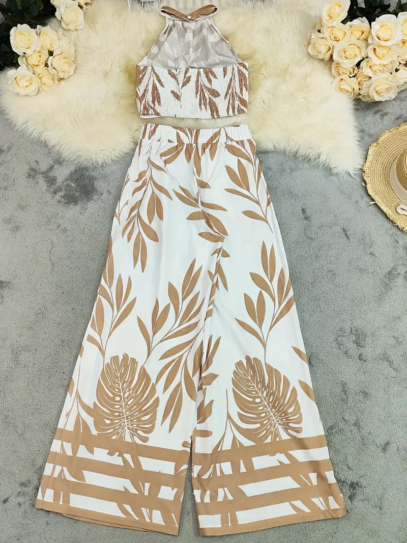 Zirina | Tropical Print Halter Two Piece Set