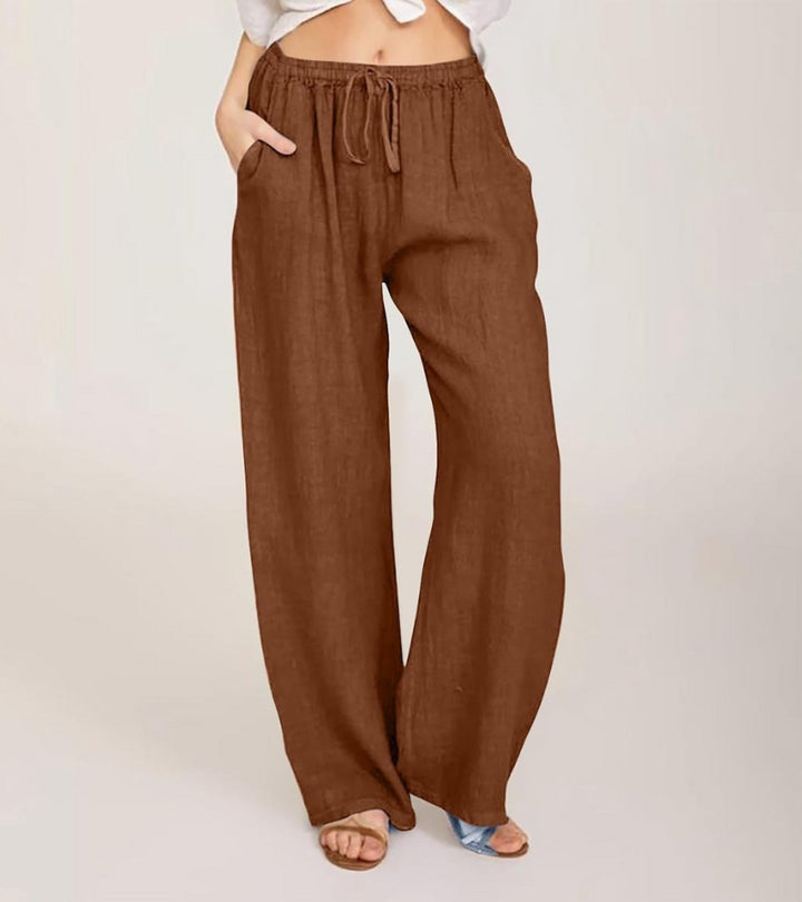 Maialen | Wide Leg Trousers Elastic Waist Drawstring